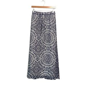 Gap Flowy Blue Abstract Print Lined A-Line Maxi Skirt Elastic Waist Large